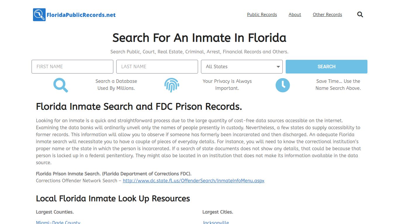 Florida Inmate Search: Prison FDC and Jail Inmate Look Up.