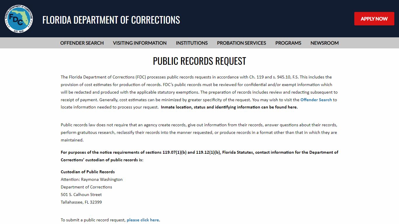 Florida Department of Corrections -- Office of the General Counsel